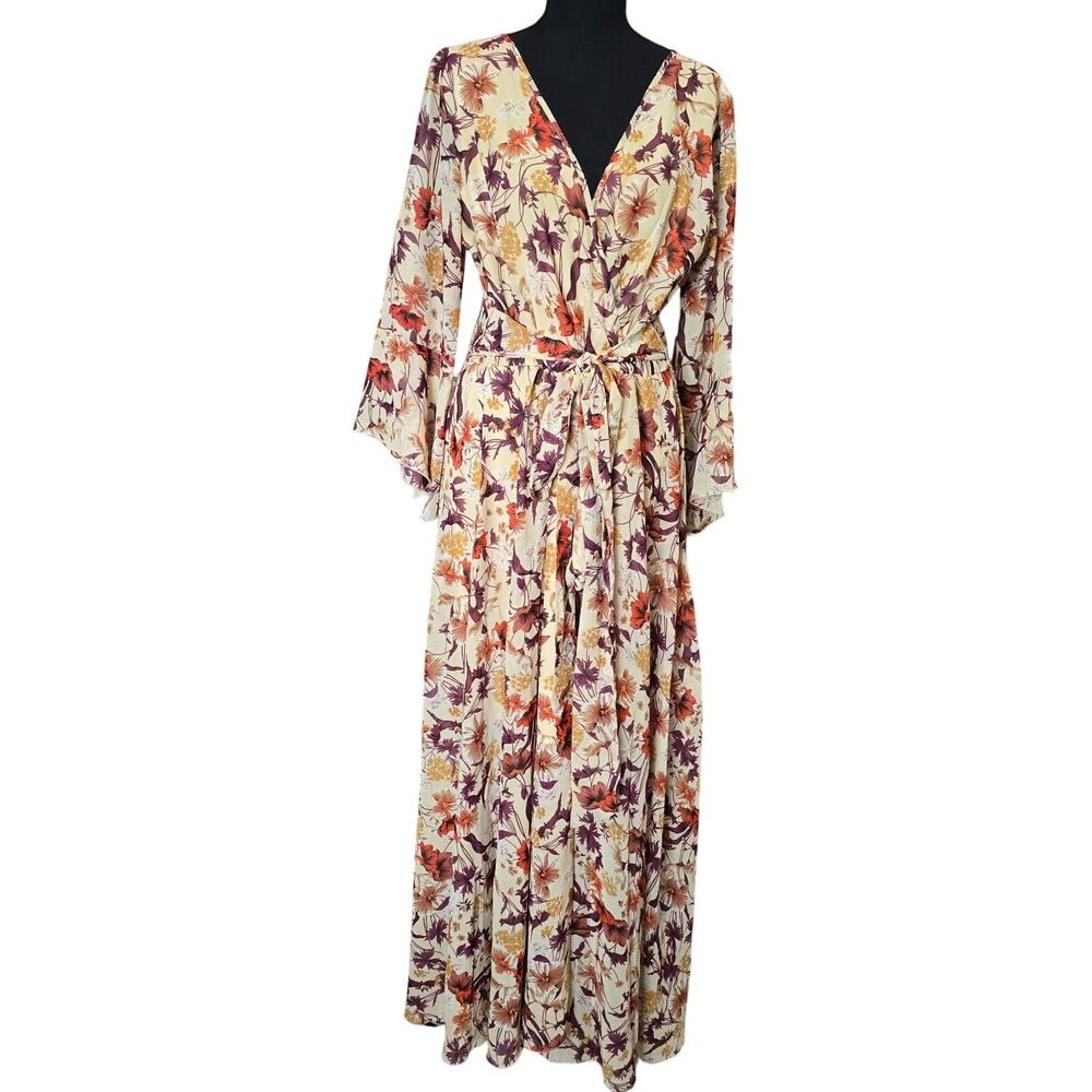Indigo Rose Floral Maxi Dress Sz PL